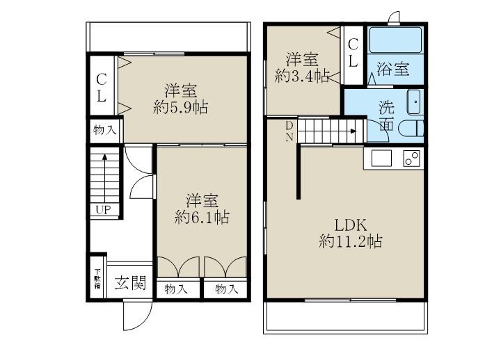 ヴォーグII(3LDK/1階)の間取り写真