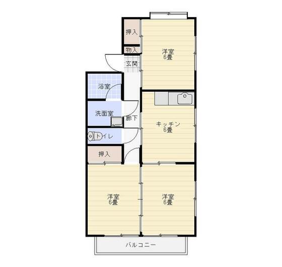 アネックス藤内A棟(3DK/1階)の間取り写真