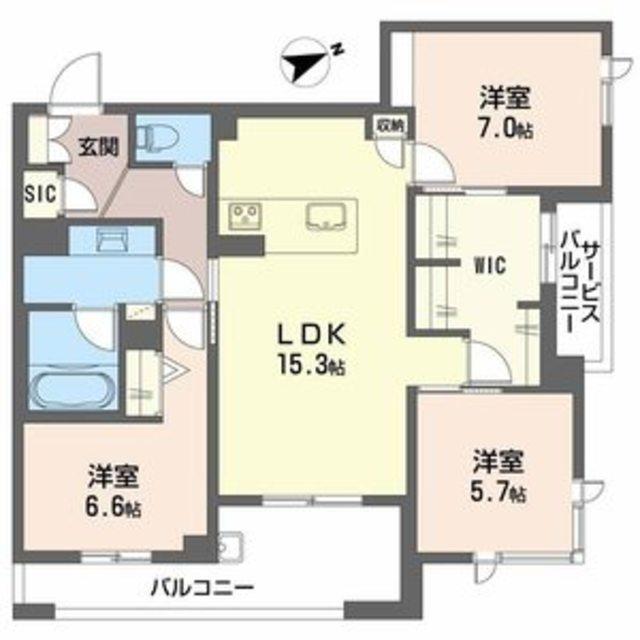 アルテーヌ浜寺元町(3LDK/3階)の間取り写真