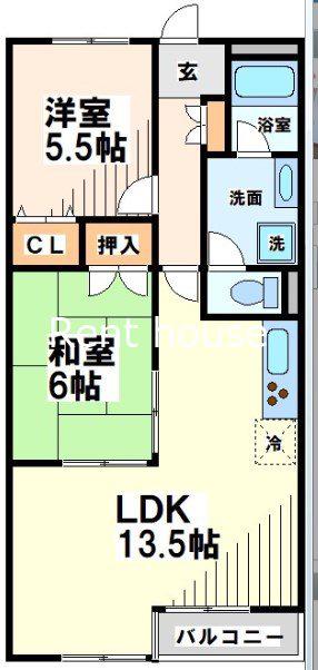 グレイッシュポイント(2LDK/3階)の間取り写真