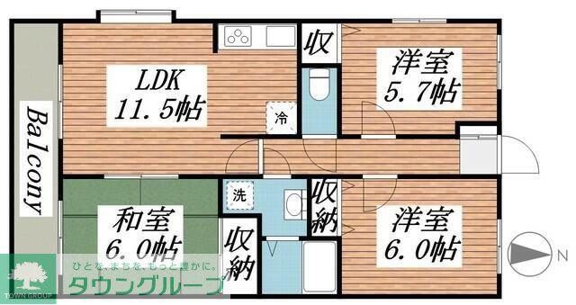 サザンコート(3LDK/1階)の間取り写真