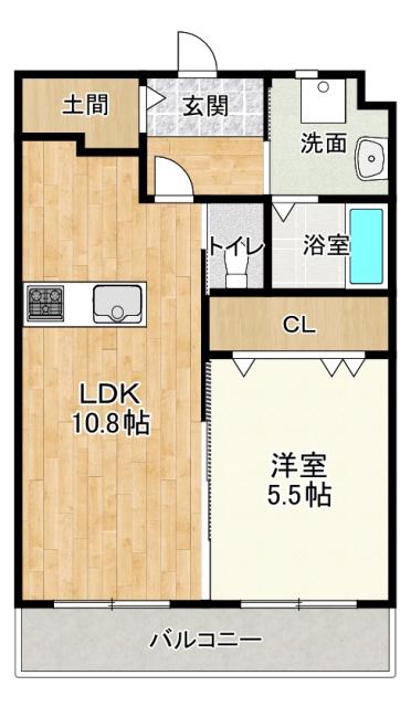GRANDALE(1LDK/2階)の間取り写真