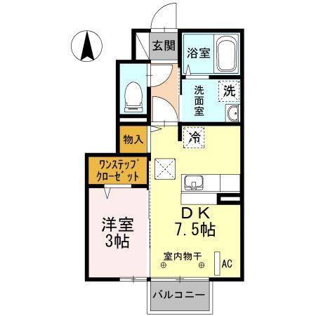エーデルハイム II(1DK/1階)の間取り写真