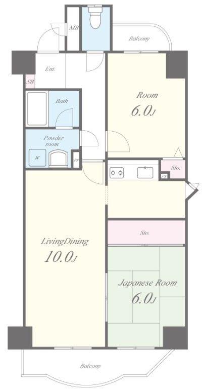 オーセント住之江(2LDK/3階)の間取り写真
