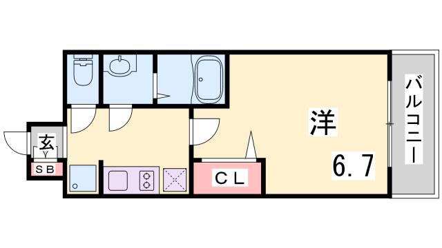プレサンス THE神戸(1K/4階)の間取り写真