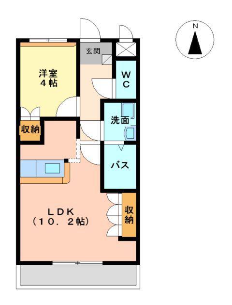 ウエスト・アメニティ(1LDK/2階)の間取り写真