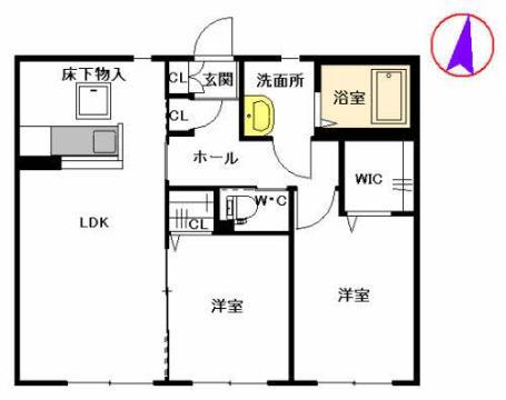 シャーメゾンひかり(2LDK/1階)の間取り写真