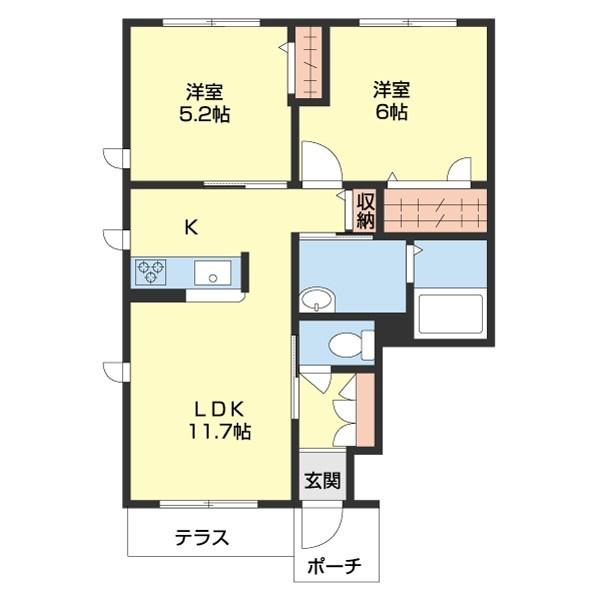 シャーメゾンふみ(2LDK/1階)の間取り写真