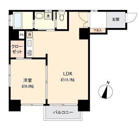 KDXレジデンス一番町(1LDK/5階)の間取り写真