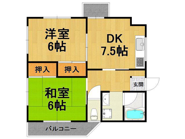 富士マンション(2DK/3階)の間取り写真
