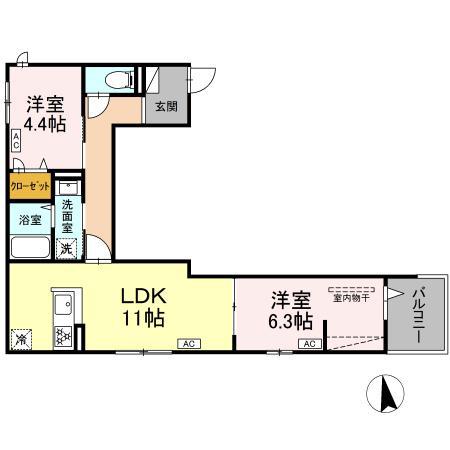 グラナーデ西新井栄町(2LDK/2階)の間取り写真