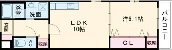 RIHITO鶴見(1LDK/2階)の間取り写真