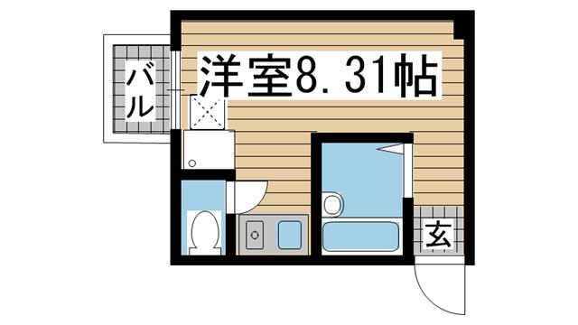 グランディア北野異人館通(ワンルーム/3階)の間取り写真