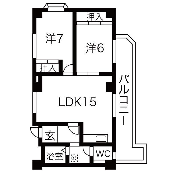 野並シャンテ(2LDK/5階)の間取り写真