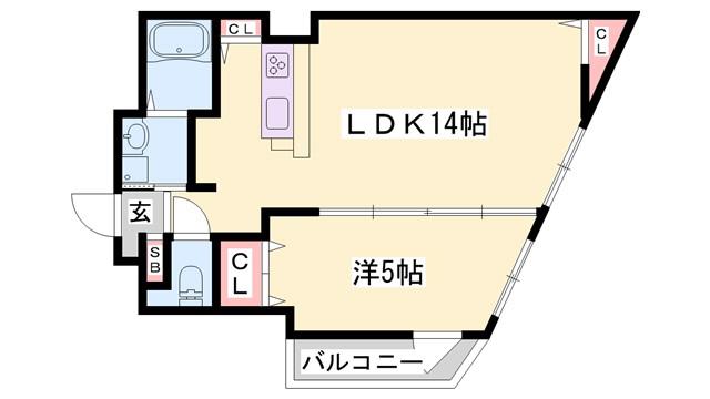 コティ大久保(1LDK/1階)の間取り写真