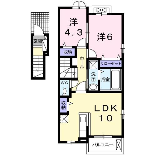 メゾン・ド・ルポ(2LDK/2階)の間取り写真