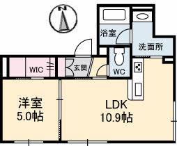 フルールK(1LDK/1階)の間取り写真