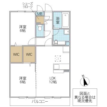 ヴェルブィル(2LDK/1階)の間取り写真
