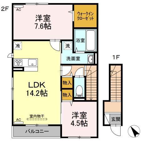 アソシエ望(2LDK/2階)の間取り写真