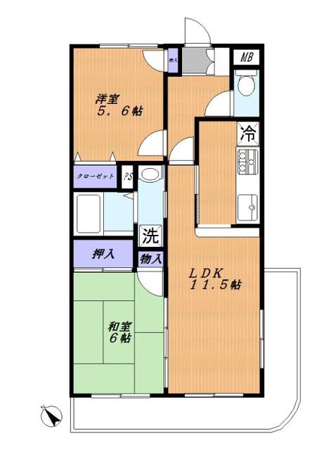 ヴィレッジⅡ(2LDK/1階)の間取り写真