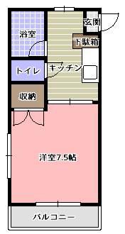 Fハイツ(1K/3階)の間取り写真