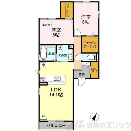 クラコート(2LDK/3階)の間取り写真