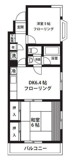 調布ヶ丘レジデンス(2DK/1階)の間取り写真