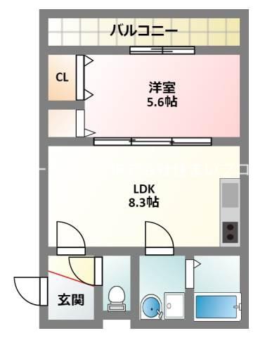 ケーティアイレジデンス寝屋川(1LDK/2階)の間取り写真