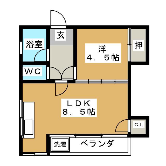 コーポウエダ(1LDK/2階)の間取り写真