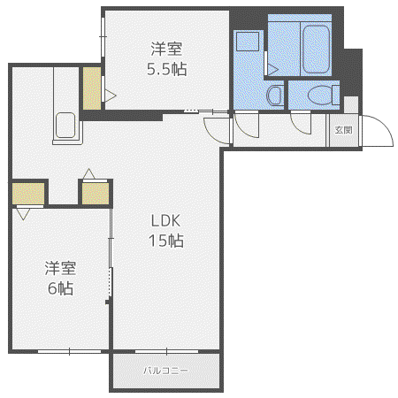 LOGEMENTS発寒南(2LDK/2階)の間取り写真