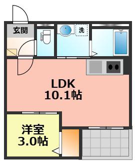 JACK BIWAJIMAI(1LDK/3階)の間取り写真