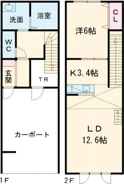 ベイリッシュ(1LDK/1階)の間取り写真