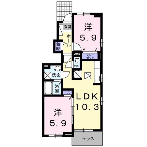 メゾン プラシードII(2LDK/1階)の間取り写真