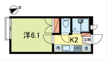 サットンプレイス杉崎(1K/1階)の間取り写真