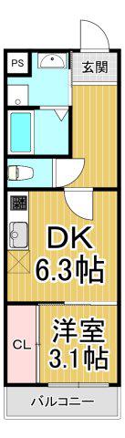 VERENA KITAHONMACHI(1DK/3階)の間取り写真