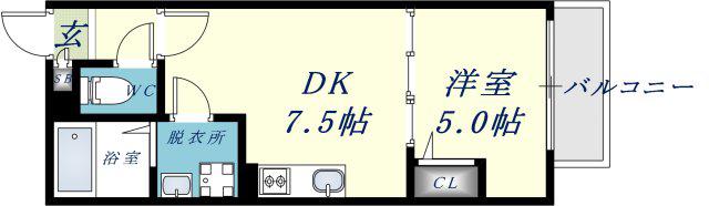 アレグリア鴻池新田(1DK/3階)の間取り写真