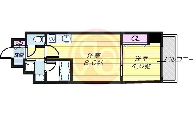アーバネックス真田山(1LDK/13階)の間取り写真