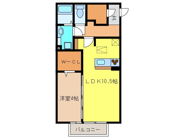 アヴニールN(1LDK/1階)の間取り写真