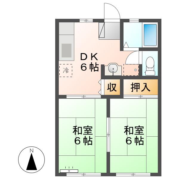 サンパーク広見(2DK/2階)の間取り写真