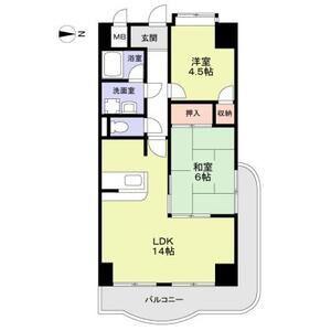 フローリッシュ北田(2LDK/8階)の間取り写真