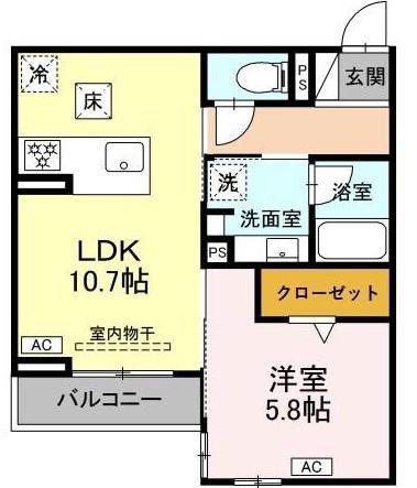セレスティア唐山町(1LDK/1階)の間取り写真