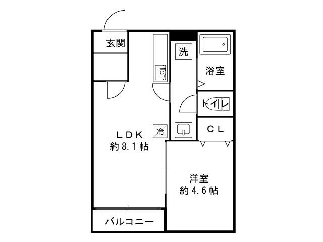 アンジェリーク(1LDK/2階)の間取り写真