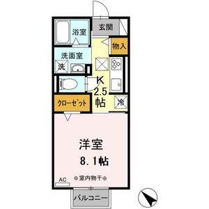 アズール(1K/1階)の間取り写真