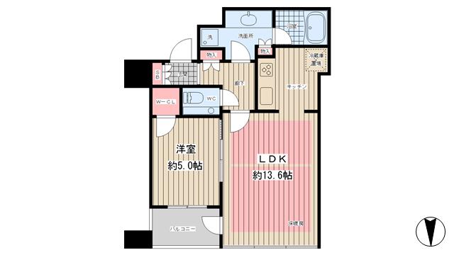 クラッシィタワー淀屋橋(1LDK/5階)の間取り写真