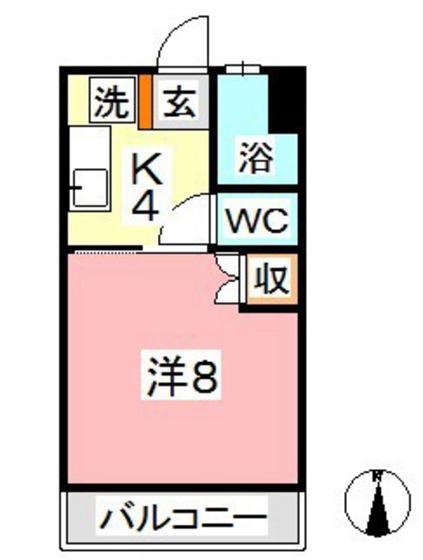 サンライズ(1K/3階)の間取り写真