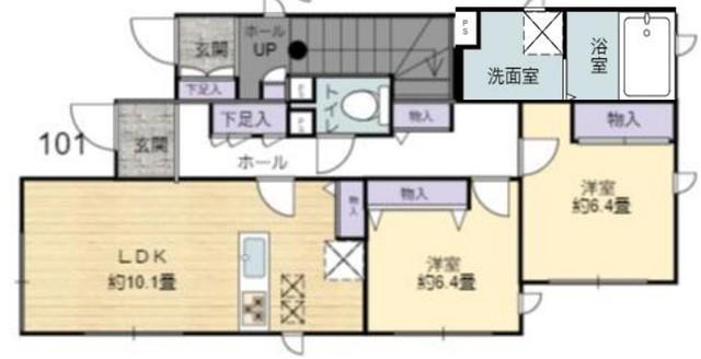 野方4丁目戸建(2LDK/1階)の間取り写真