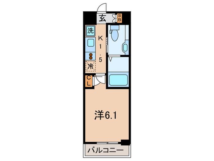 パークキューブ大井町(1K/9階)の間取り写真