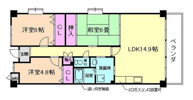 ポンムドテール(3LDK/2階)の間取り写真