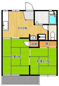 CURUM南小倉(2DK/2階)の間取り写真