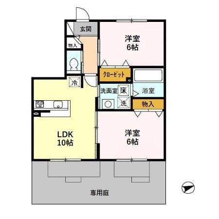 ドリーム・レセンテA(2LDK/1階)の間取り写真